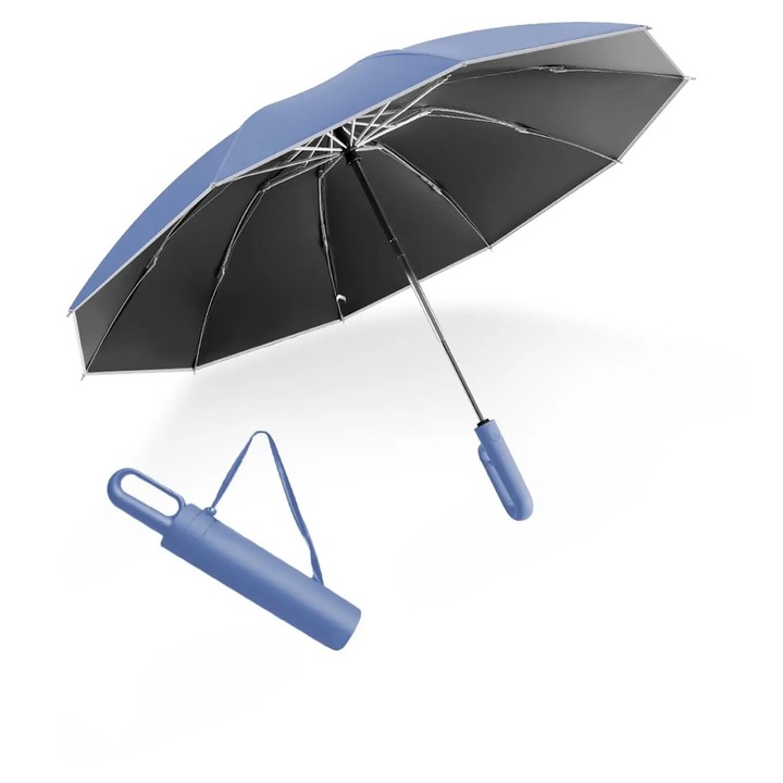 Umbrela anti-vant, 12 spite, cadru din fibra de sticla, impermeabila, cu benzi reflectorizante, diametru 125cm