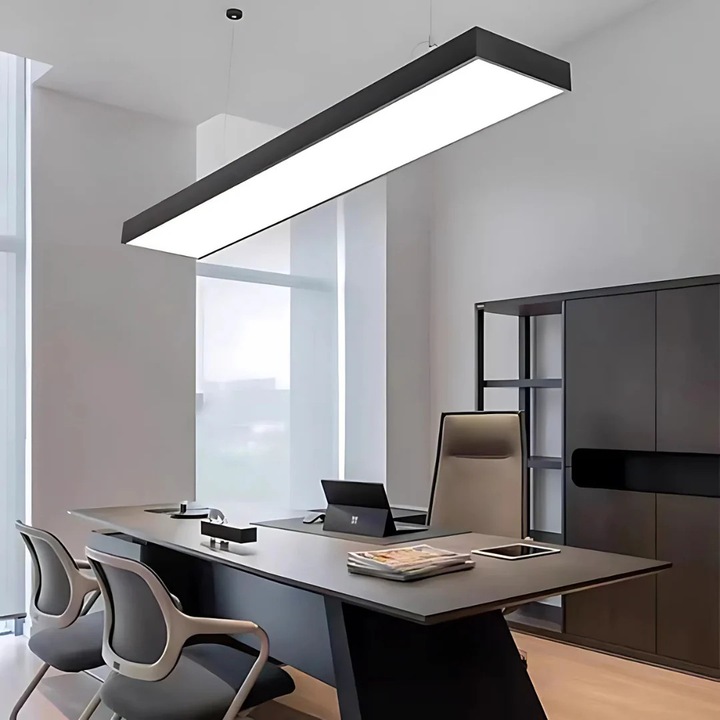 Lustra LED Suspendata DARIN, 23W, 120*10, Inaltime Reglabila, IP20, Lumina Rece, Negru, Alb