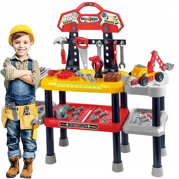 Работилница KinderSafe, комплект от 121 елемента, инструменти, многоцветен