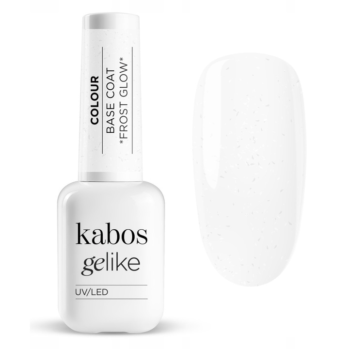 Színes UV/LED építő bázis zselé, szín Frost Glow, Kabos, 3 az 1-ben, önterülő, 10ml