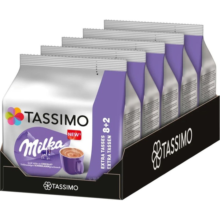 Set 5 x Capsule Jacobs Tassimo Milka, Ciocolata calda, 800 g