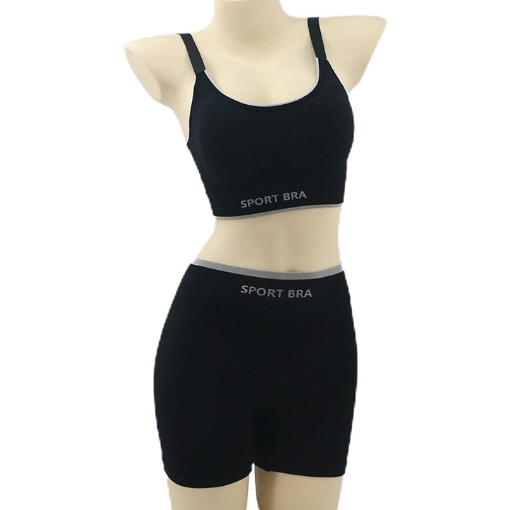 Set fitness 2 piese, bustiera si colanti scurti YAN-6757negru 87815, Negru, M-L