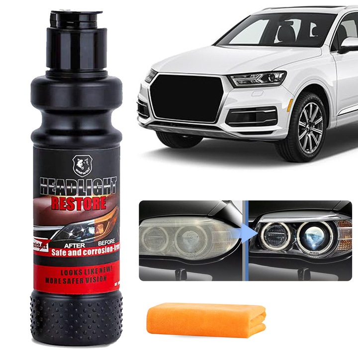 Комплект за възстановяване на фарове за кола, паста за полиране, микрофибърна кърпа за довършителни работи, 120 мл