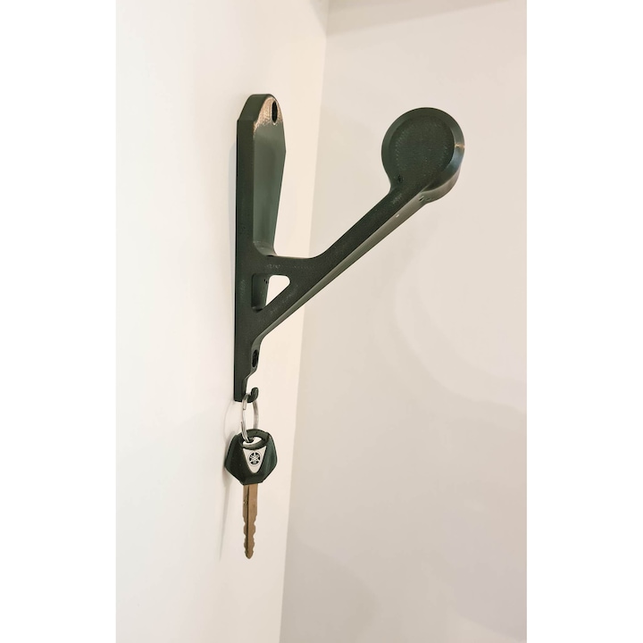 Suport pentru casca moto, design simplu, agatatoare pentru chei, 2 puncte de fixare