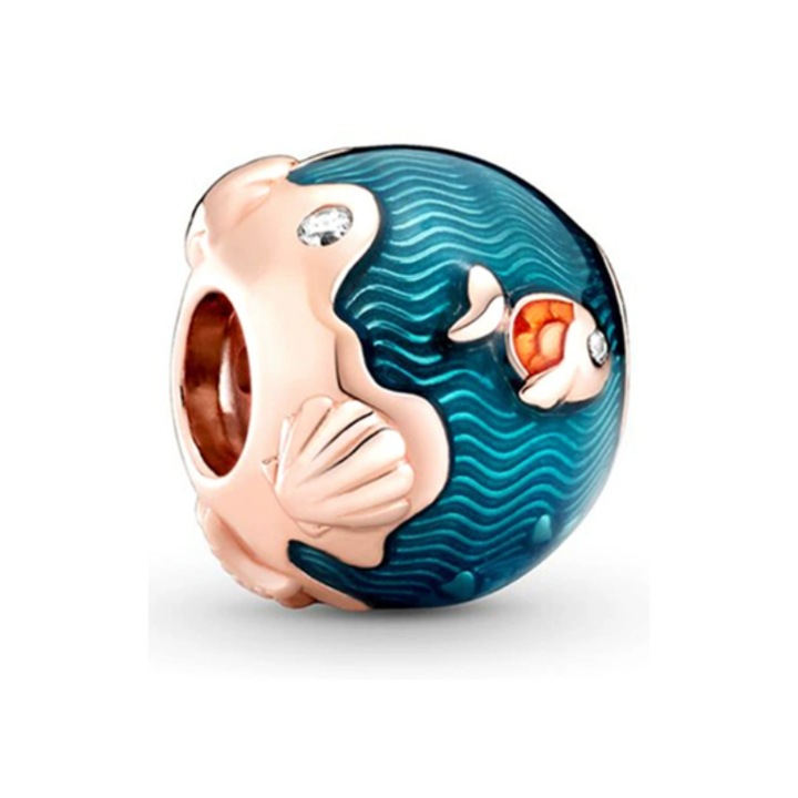 Pandantiv din argint 925, cu val și pește, 4x5mm, pentru brățară de 3mm, cadou special