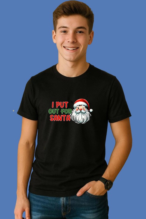 Tricou I Put Out For Santa Green Red Design, Barbat, 100% Bumbac, Cri-Flo, Culoare Negru, Marime XL