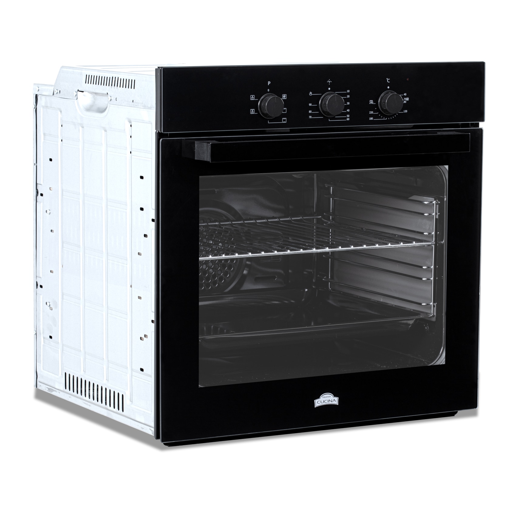 Cuptor electric incorporabil Nuova Cucina, 60 cm, sticlă neagră, 6