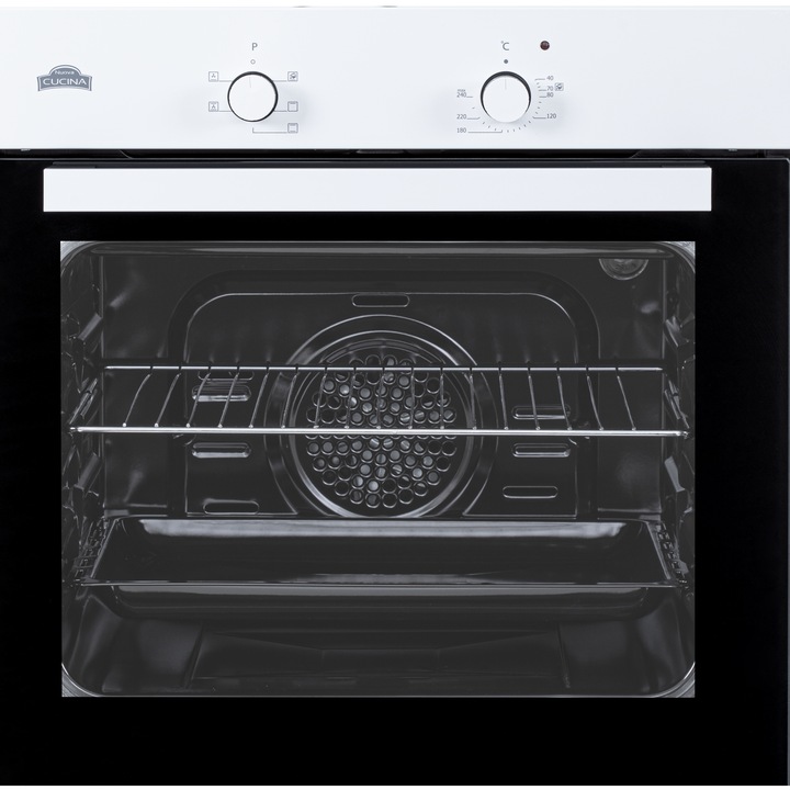 Вградена електрическа фурна Nuova Cucina, 60 см, бяла, 5 функции, Клас А