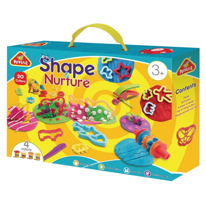 Set de plastilina FOSHAN MASTER, 4 borcane, 20 unelte, multicolor