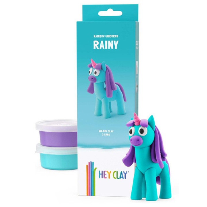 Set figurine plastilină Hey Clay Unicorn Aqua Rainy, 12 culori, multicolor