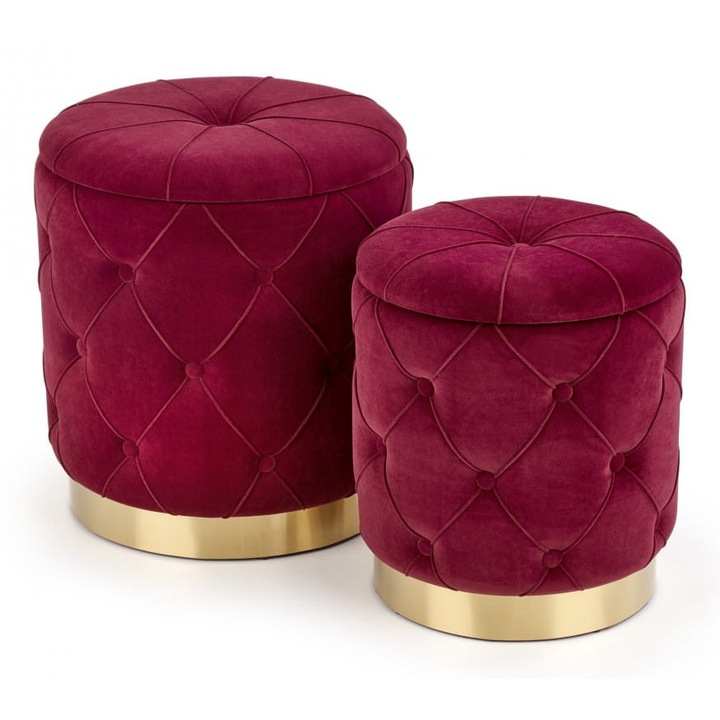 Polly 2 db-os bárszék szett, bordó, bársony, 40x44cm és 33,5x38cm