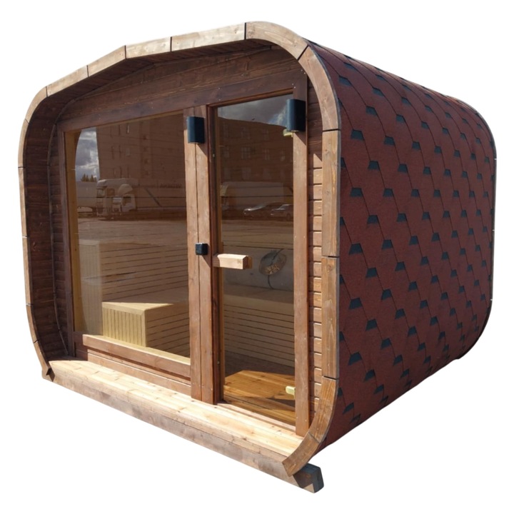 Sauna exterioara CABIN LUX, 3m x 2, 4m x 2, 4m, 5 persoane, lemn, panoramic