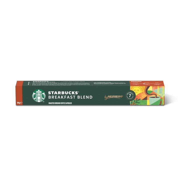 Cafea Capsule Starbucks Breakfast Blend Prajire Medie Compatibile Nespresso 10 buc 56 g