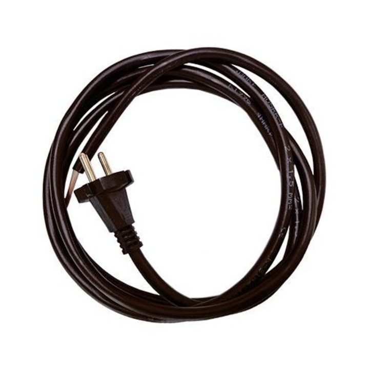 Cablu alimentare cu stecher fara impamantare, Mentavill, lungime 2m, cablu H05RR-F 2x1.5, negru