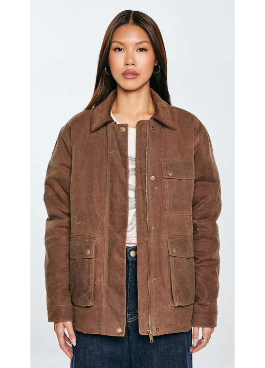 Geaca dama BIG STAR AUTHENTIC, maro, bumbac cerat, guler catifea