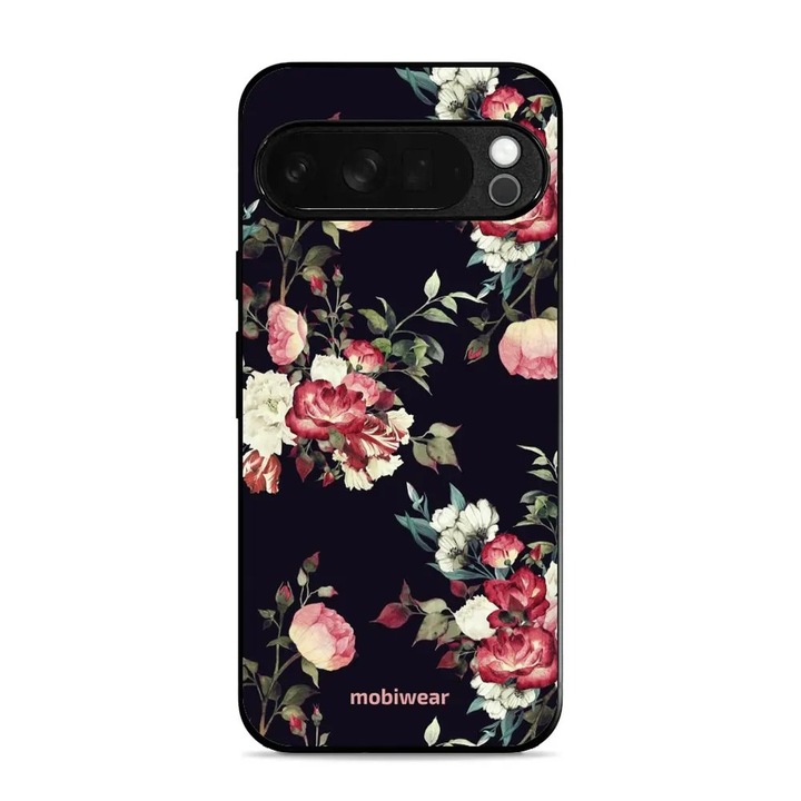 Husa telefon Mobiwear Glossy pentru Google Pixel 10 Pro XL, design flori, rezistent la socuri, multicolor