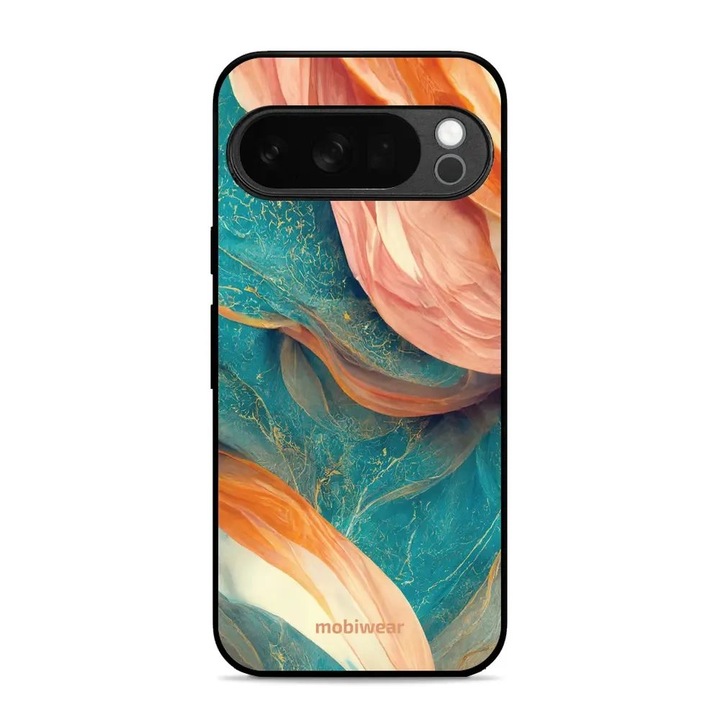Husa telefon Mobiwear Glossy, Google Pixel 10 Pro, marmorat multicolor, rezistent la socuri si zgarieturi