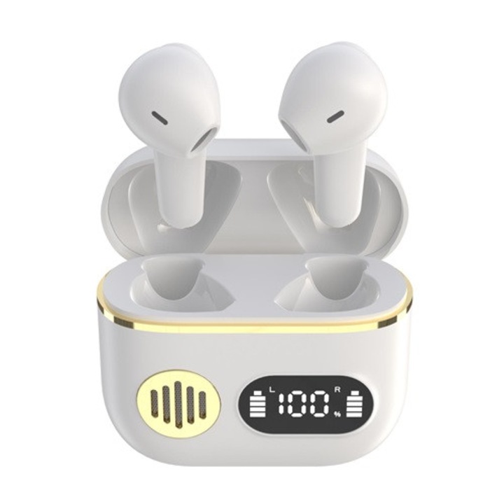 Casti fara fir Retro Bluetooth 5.1 Casti ANC Reducere zgomot cu microfon HD Afisaj Digtail pentru toate telefoanele inteligente