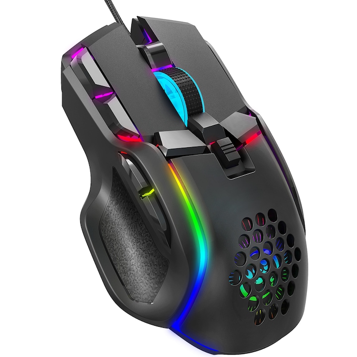 S700 Gaming Egér – 10 Programozható Gomb, RGB 13 Mód, 12800 DPI, Makró Szoftver, USB, 1,75 m Kábel