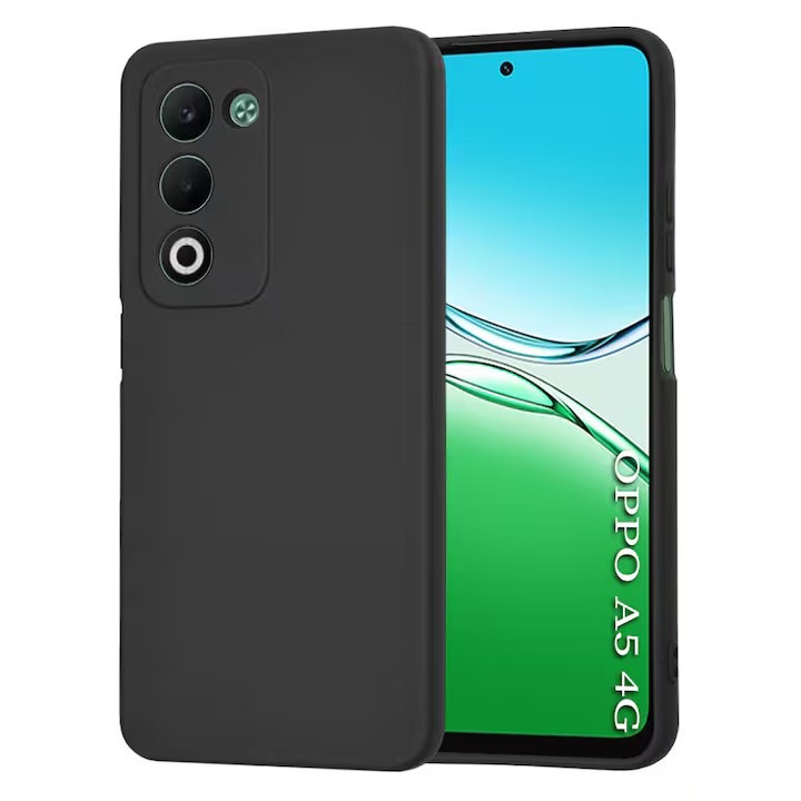 Husa Soft Microfiber compatibila cu Oppo A5 4G/5G, Negru