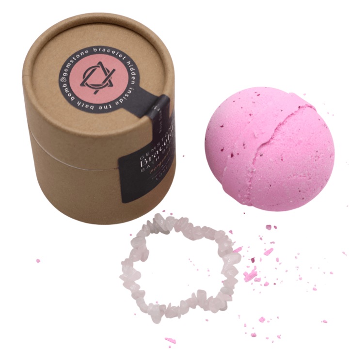 Bomba de baie Bergamot, Inclusa bratara din Piatra Semipretioasa Naturala Cuart – relaxare profunda, claritate mentala si echilibru interior – cadoul perfect pentru rasfat si armonie, complet de relaxare si echilibru