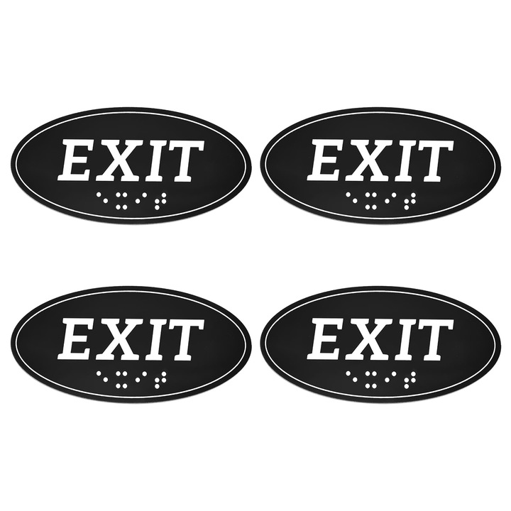 Set 4 Indicatoare Ieșire Evacuare Braille ADA, Plastic, 15.2x7.6cm