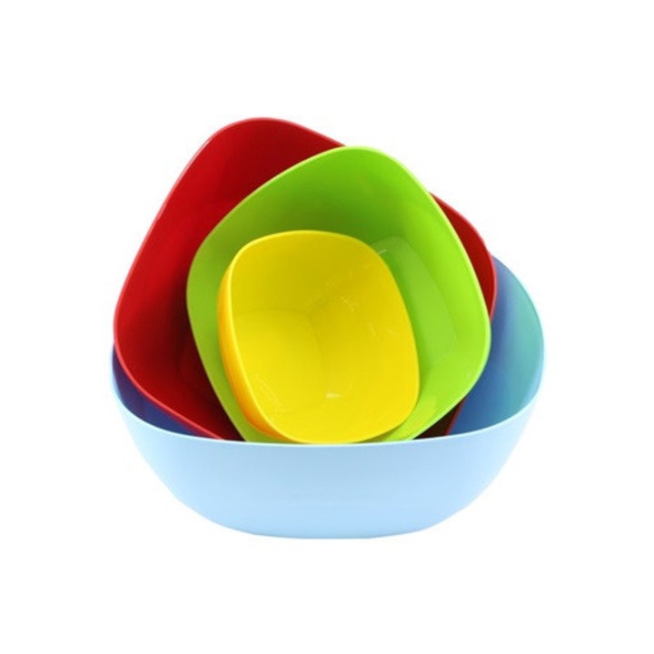 Set 4 boluri patrate din plastic, 0, 7-1, 8-3, 3-5 litri, Sterk