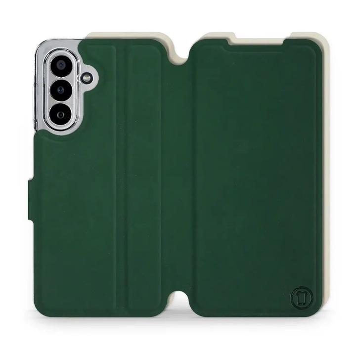 Mobiwear flip tok Samsung Galaxy A17 / A17 5G telefonhoz, zöld, elegáns design, ütés- és karcálló