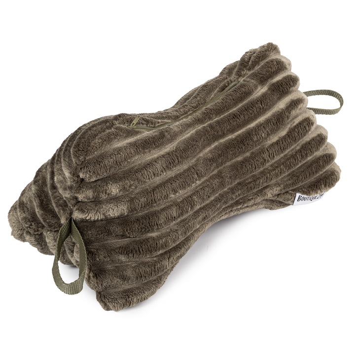 H&F Perna in Forma de Os 37×17 cm – Catifea Verde Masliniu, Perna Cervicala pentru Citit, Somn & Calatorii