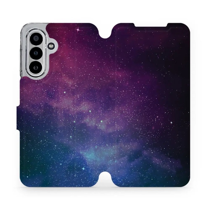 Mobiwear flip tok Samsung Galaxy A17 / A17 5G telefonhoz, lila, elegáns design, ütésálló, 1 db tok
