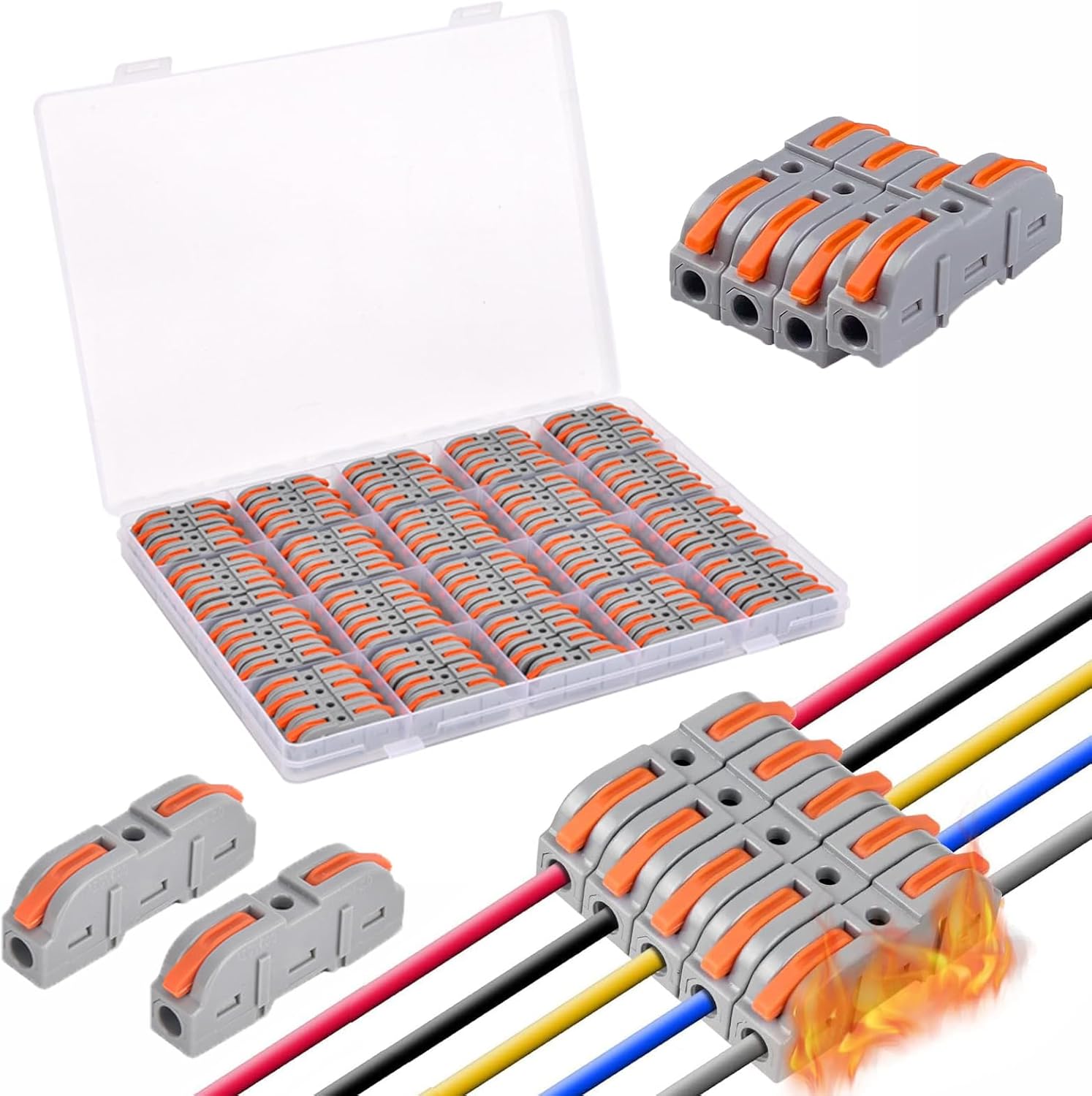 Set Riglete Cabluri Set 34 conectori cabluri parghie rapida, Reglete rapide cu levier ...