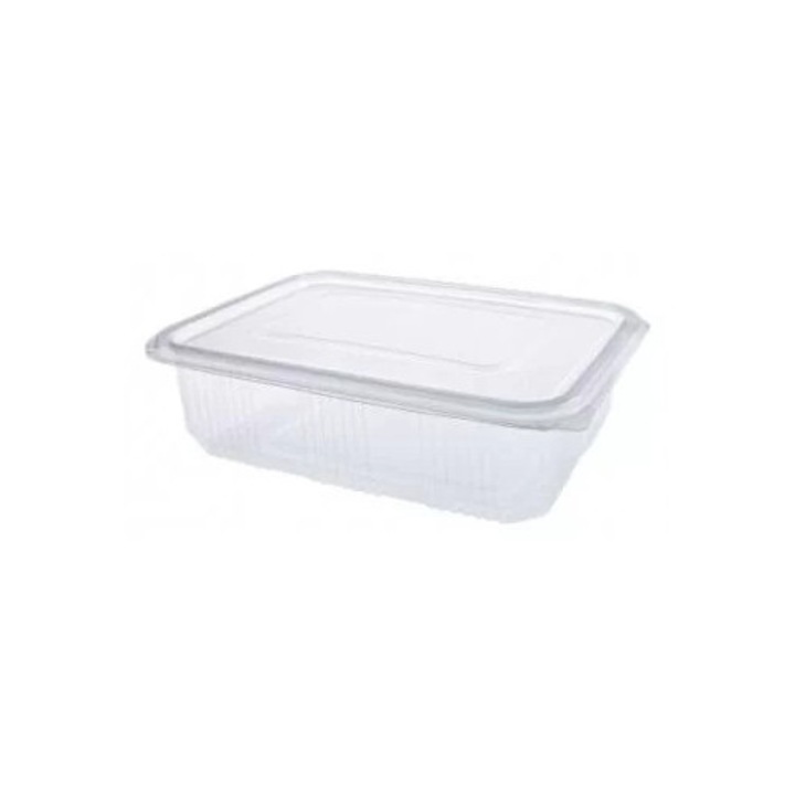 Set 100 caserole PET 375 ml, transparente, polipropilenă