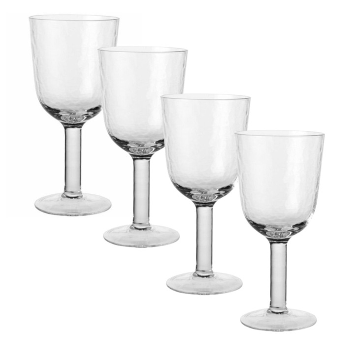 Borospohár készlet, Broste Copenhagen, 4 darab, 400 ml, átlátszó, 19x9cm