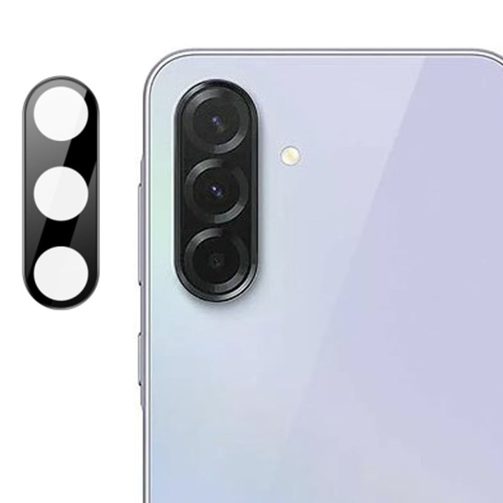 Folie camera pentru Samsung Galaxy A36 5G, SKYDDAR INNOVATION, Camera Glass Negru, set cu sticker