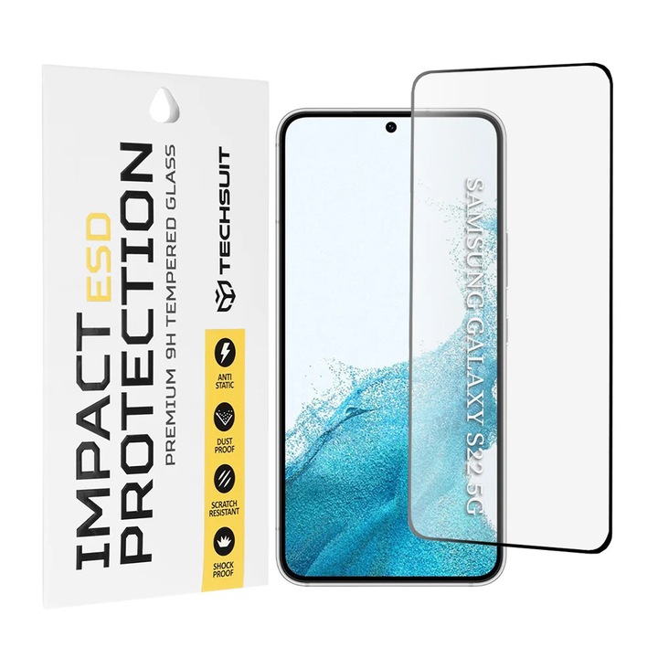 Folie pentru Samsung Galaxy S22 5G / Galaxy S23, SKYDDAR INNOVATION, ESD Glass Anti Static, Ultra HD, set cu sticker, Transparent