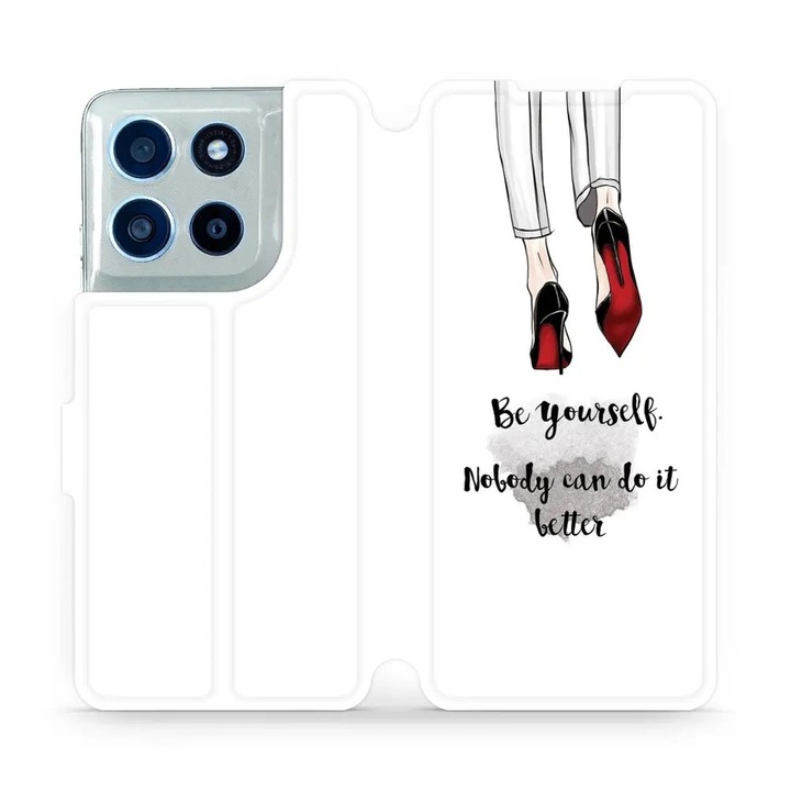 Husa flip Mobiwear pentru Motorola Moto G56 5G, rezistenta la socuri si zgarieturi, alba, eleganta