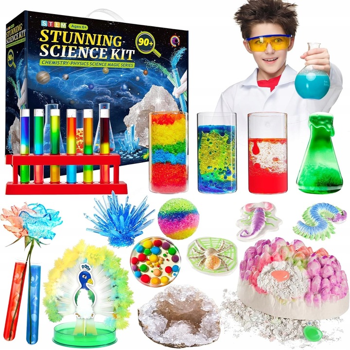 Комплект за научни експерименти за деца, 90+ кутии, STEM дейности, многоцветен, 6 години+