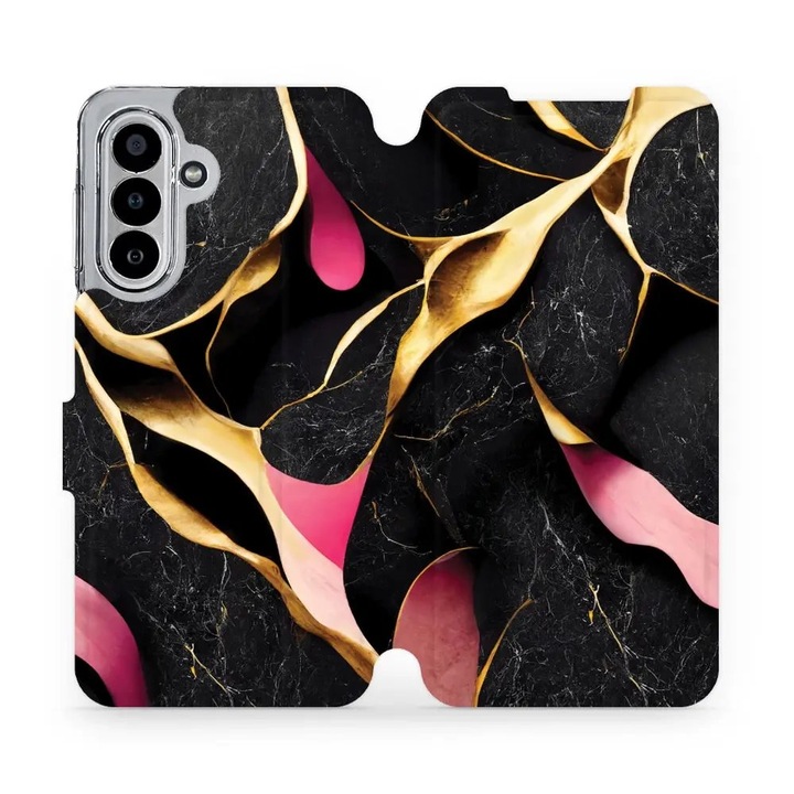 Mobiwear flip tok Samsung Galaxy A17 / A17 5G telefonhoz, márvány design, ütésálló, többszínű