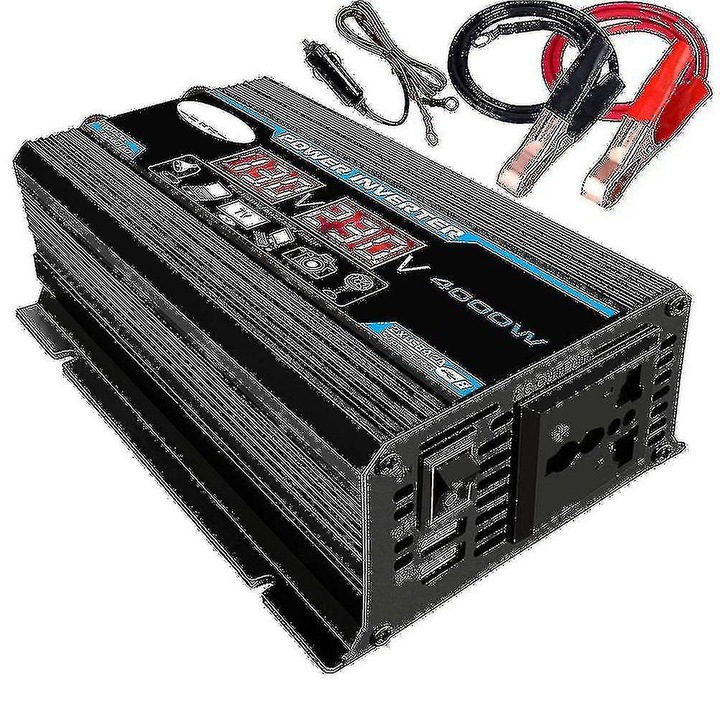 Inverter auto 4000W, 12V, unda sinusoidala, protectie suprasarcina, dimensiuni 161x112x56mm