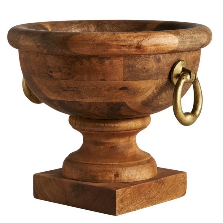 Vaza decorativa din lemn de mango, Vical, stil provensal, maro, 30x45cm