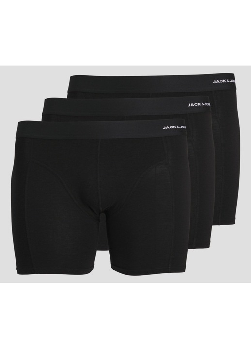 Chiloti boxeri pentru barbati Jack & Jones Plus Underwear, marime mare, set de 3 perechi, Negru, 3XL
