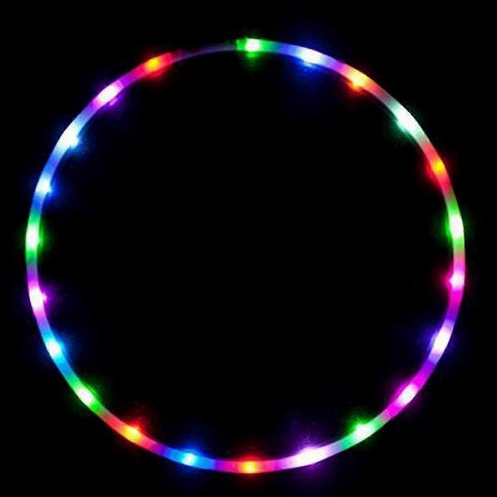 LED Hula Hoop karika - RGB automatikus színváltó fények, USB újratölthető zenei szinkronizálás edzőtermi fitneszhez (tartós ABS) 60cm