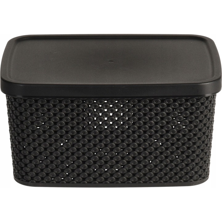 Koopman tárolódoboz 23x12x17cm, fekete, zárható tetővel, 3500ml
