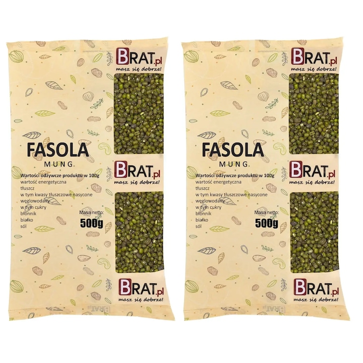 Fasole mung Brat.pl, superfood, bogata in proteine, 2 x 500 g