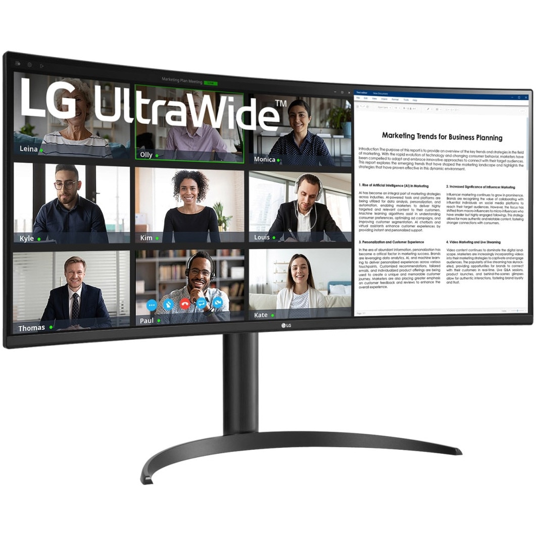 Monitor LED LG UltraWide 34WR55QK-B curbat, 34'', UWQHD (3440x1440), VA ...