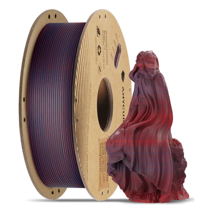 Filament, Anycubic PLA Matte, 1kg, Rosu-Albastru, pentru imprimanta 3D