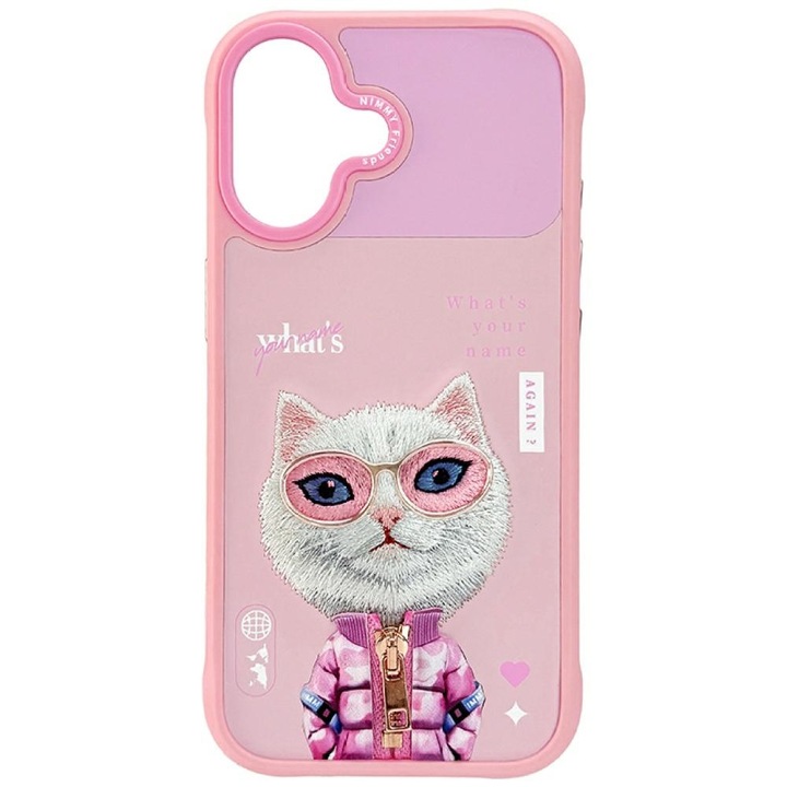 Carcasa Nimmy Cool Cute 2.0 Cat compatibila cu iPhone 17, Roz
