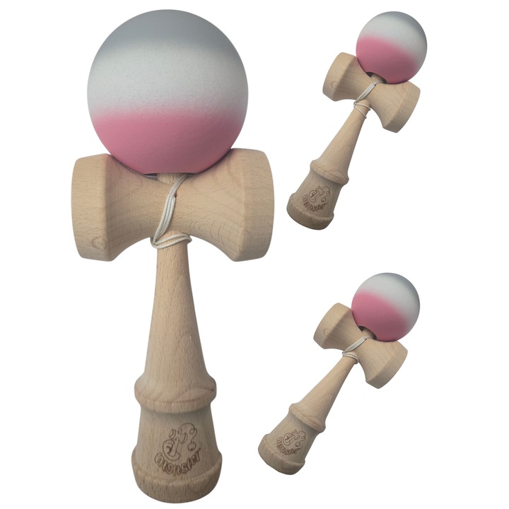 Kendama profesionala Monster – lemn premium, design colorat tricolor, aderenta perfecta si echilibru pentru trucuri de top