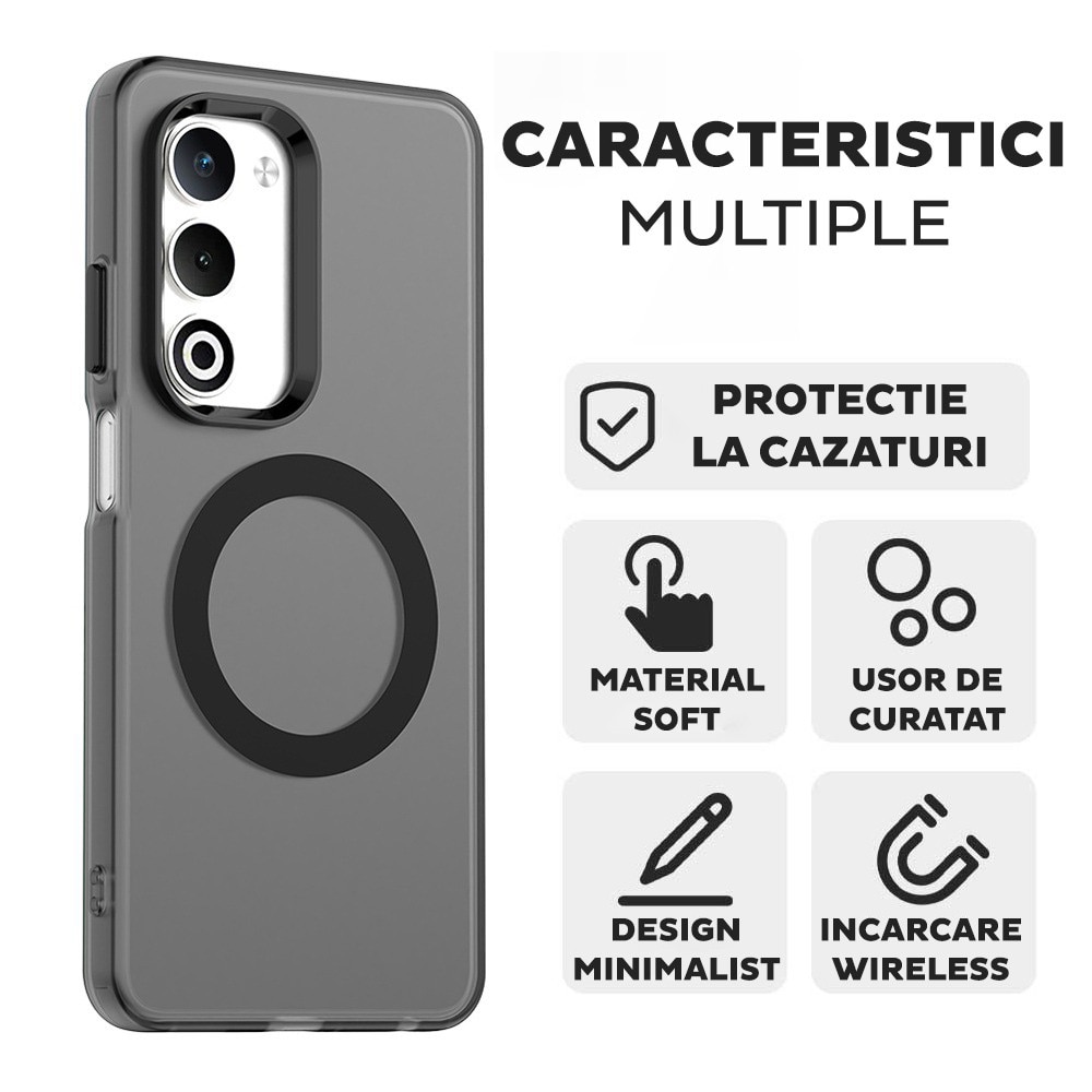 Husa pentru Oppo A5 4G / A5 5G DaDen® CandyCase MagSafe, Antisoc, Incarcare wireless, Butoane protejate, Negru