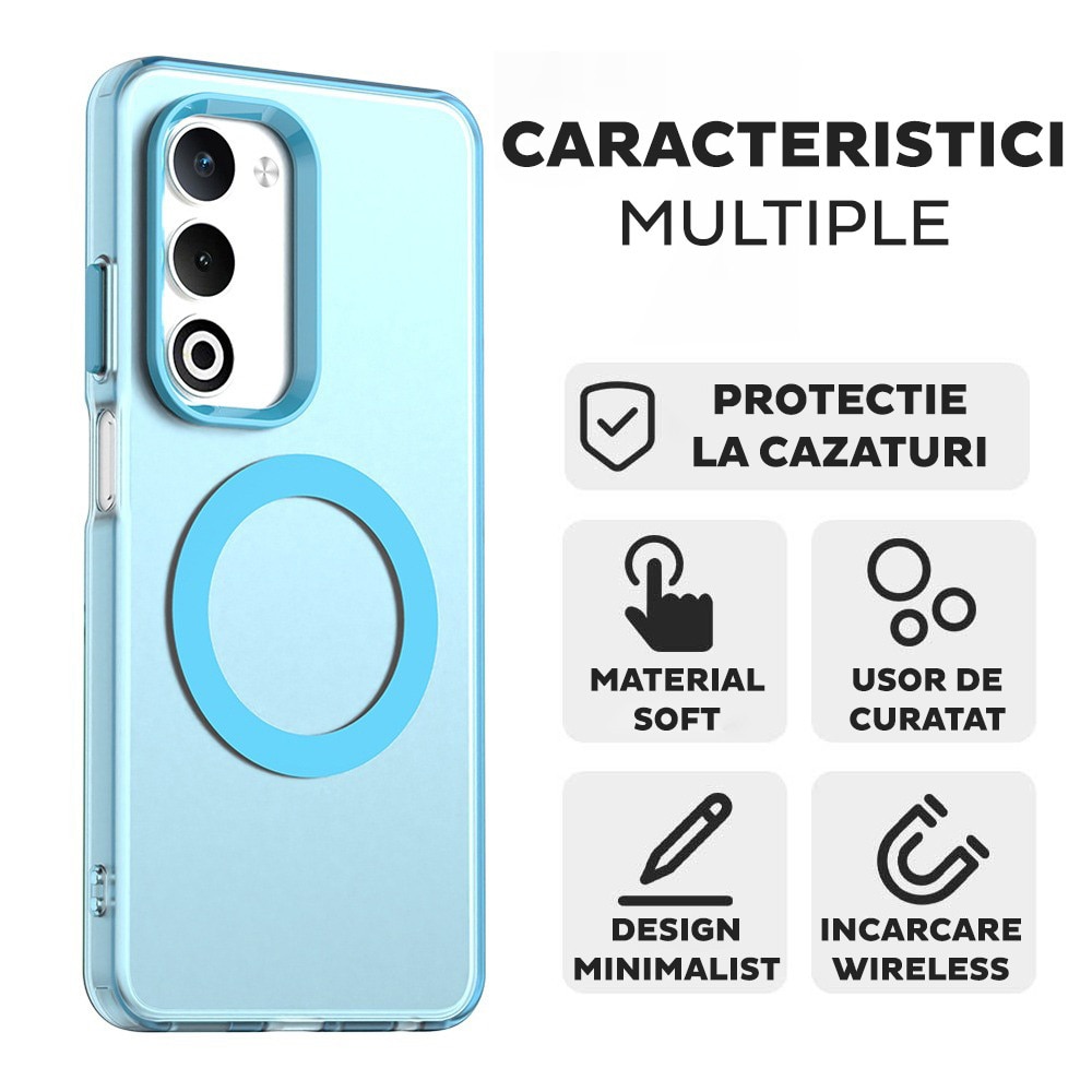 Husa pentru Oppo A5 4G / A5 5G DaDen® CandyCase MagSafe, Antisoc, Incarcare wireless, Butoane protejate, Albastru